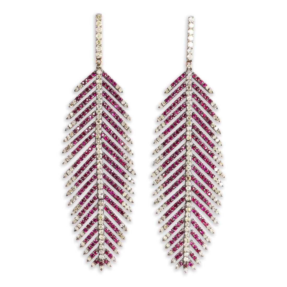 A pair of ruby and diamond earrings (1 of 1)