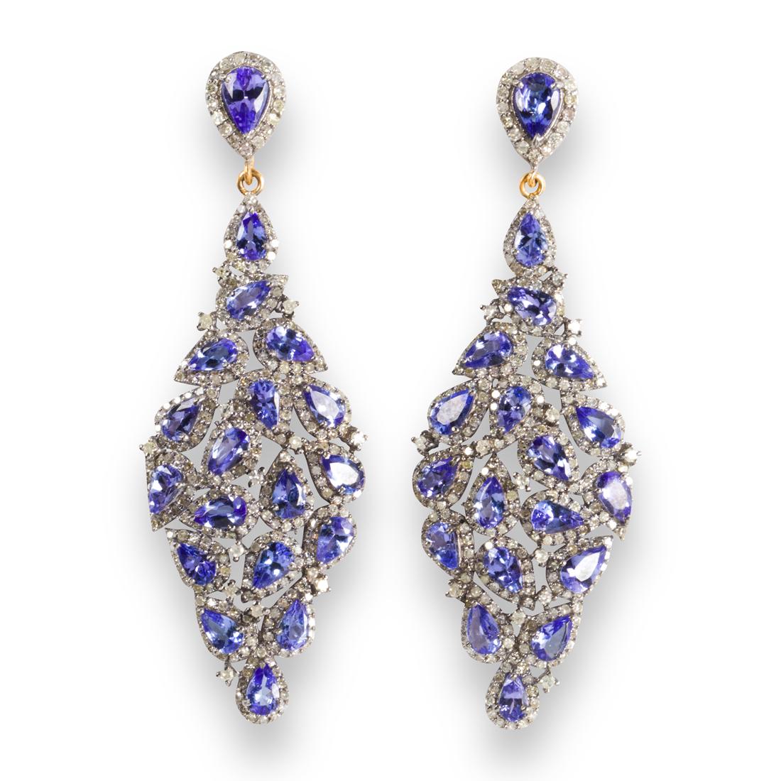 A pair of tanzanite and diamond earrings (1 of 1)