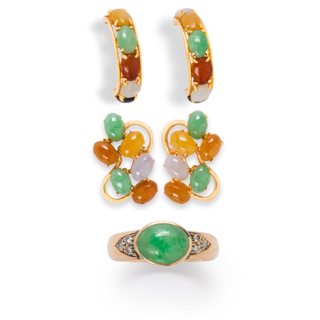 A group of multi-color hardstone and fourteen karat gold jewelry (1 of 1)