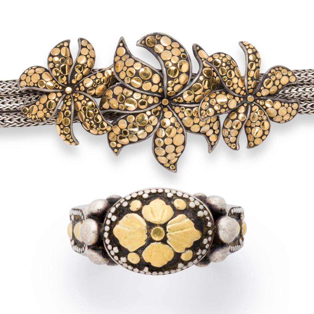 An eighteen karat gold and sterling silver jewelry, 'Ayu Dot', John Hardy (1 of 3)