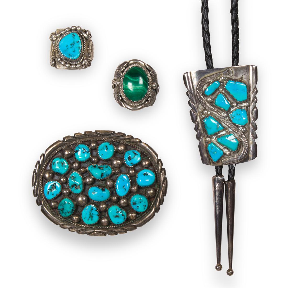 A group of hardstone and silver jewelry, inclu native American (1 of 3)