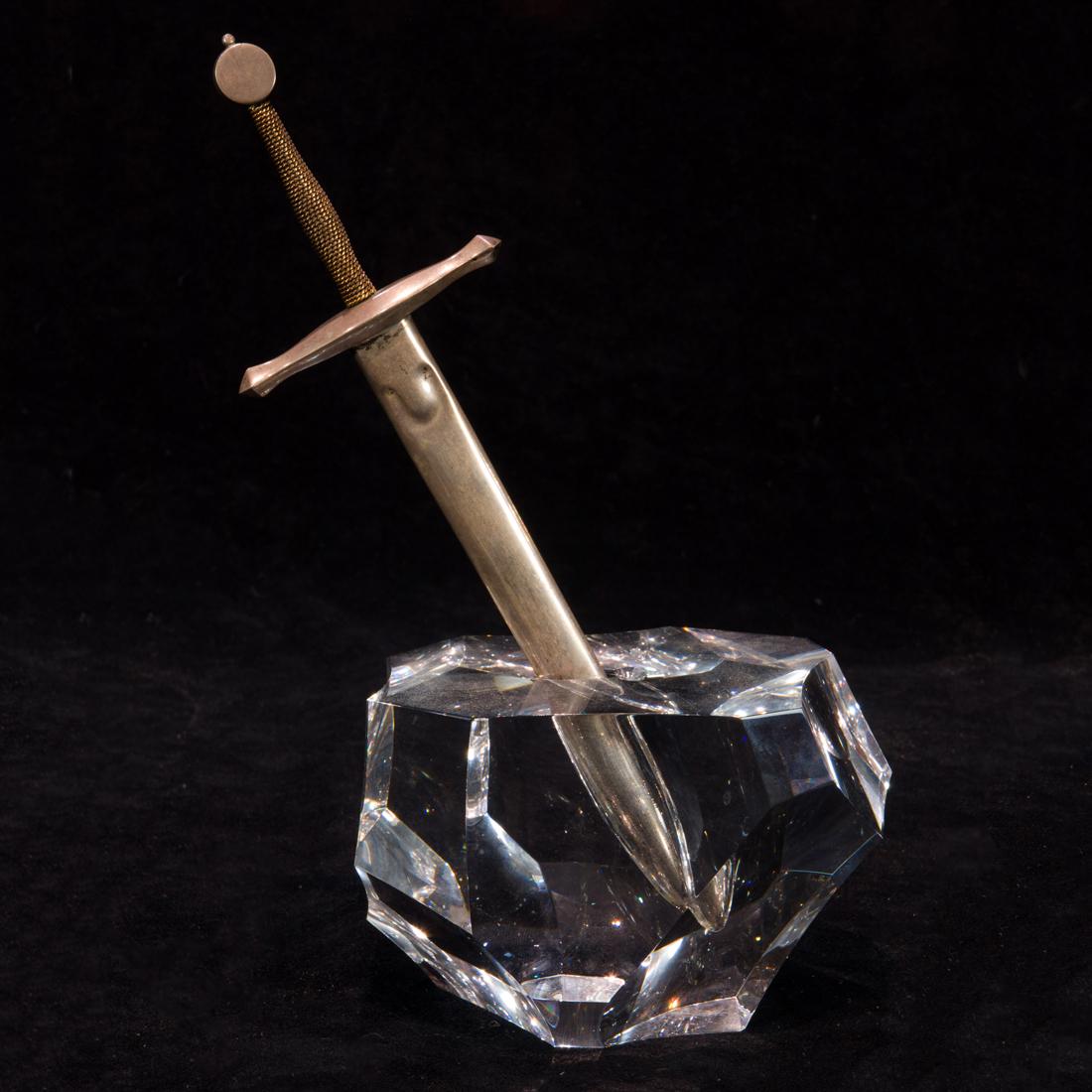 A Steuben glass, sterling silver and 18k gold Excalibur letter opener (1 of 4)