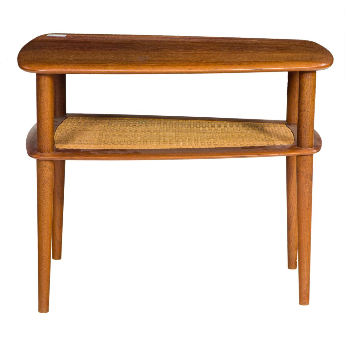 A France & Son Danish Modern teak two-tier wedge side table after a design by Peter Hvidt (1 of 3)
