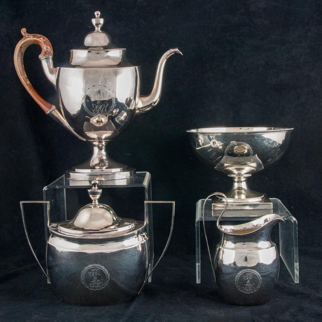 A (4 pc) Federal coin silver coffee set, Moore & Ferguson, Philadelphia (1 of 2)
