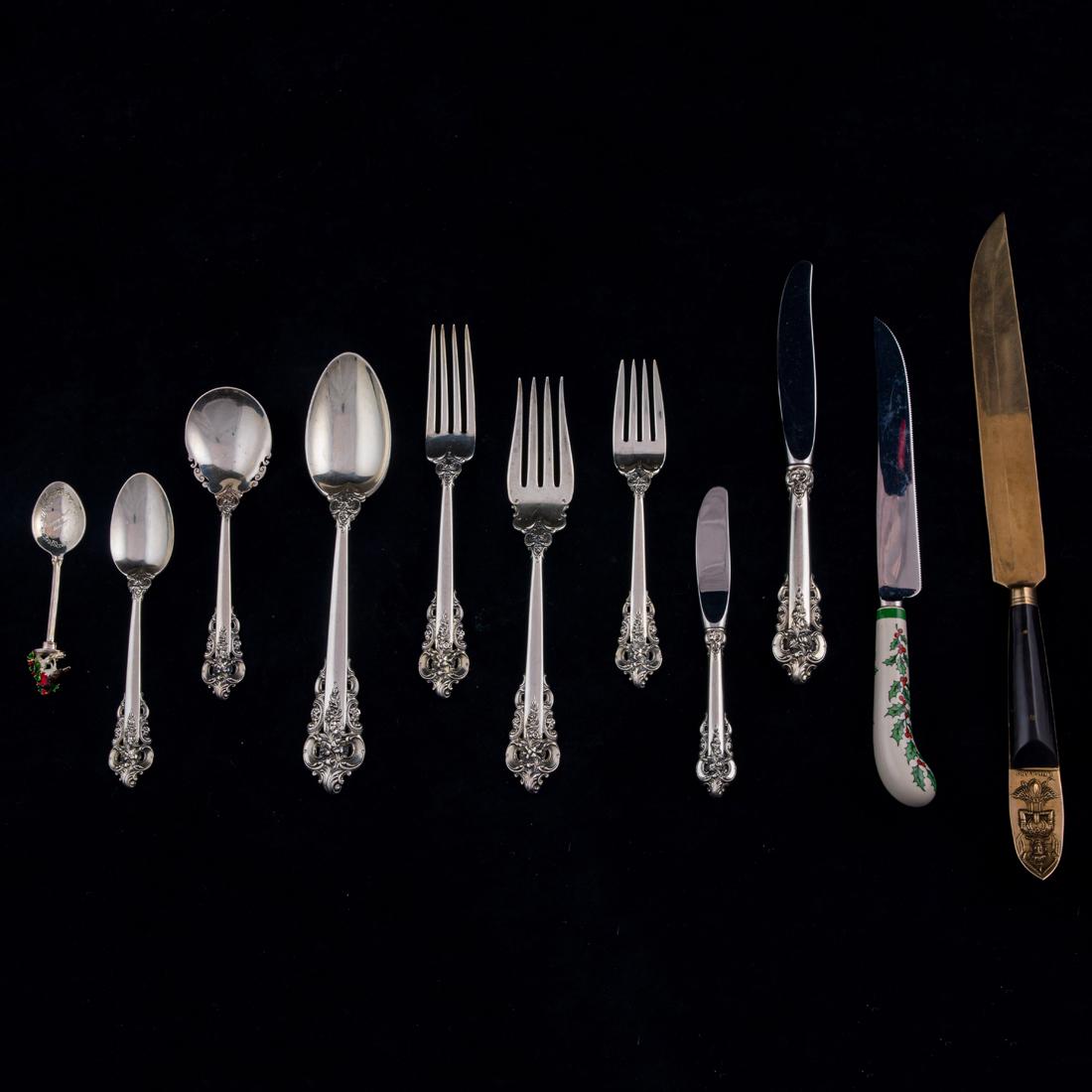 A (69 pc) Wallace Grande Baroque sterling flatware service (1 of 3)