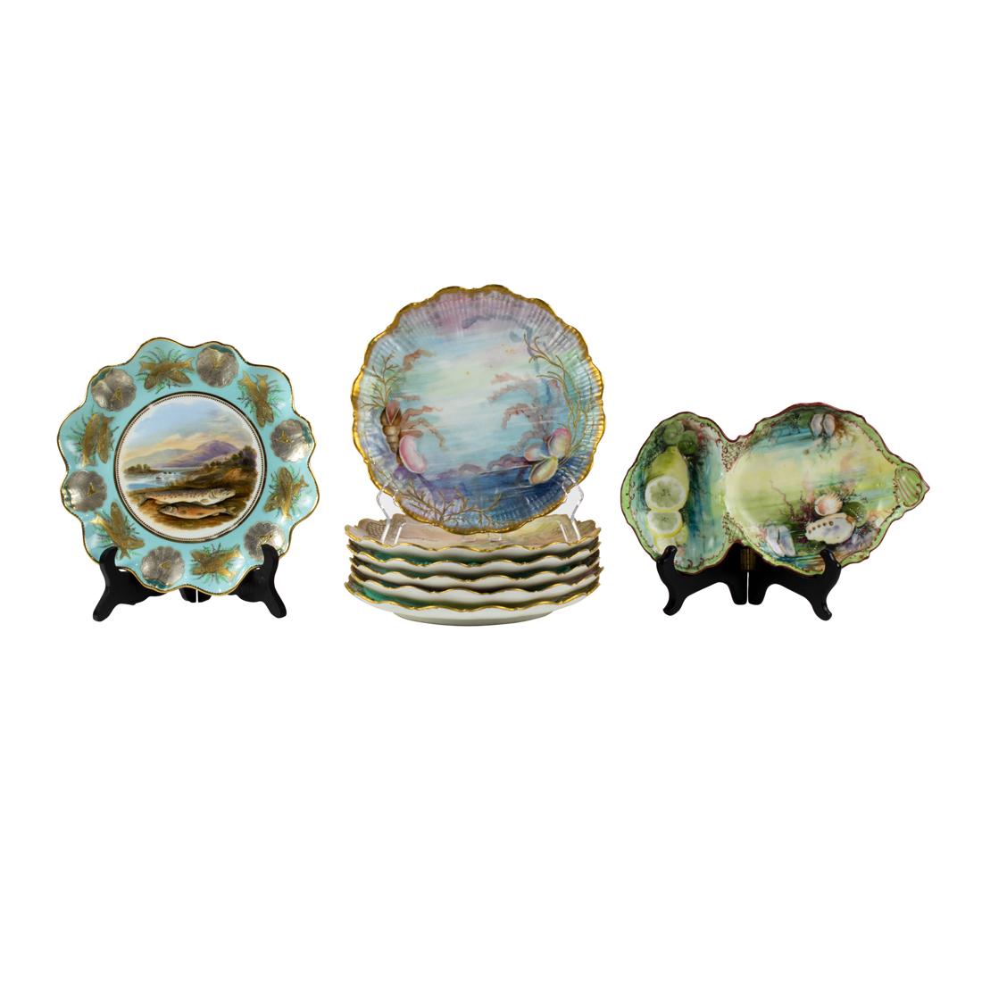 (Lot of 8) English and French porcelain fish plates (1 of 9)