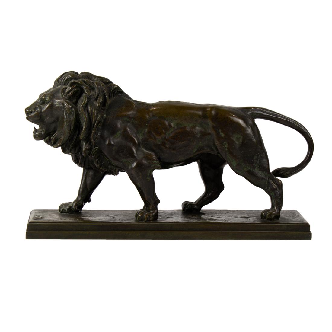 A French patinated bronze study of Lion qui Marche (1 of 5)