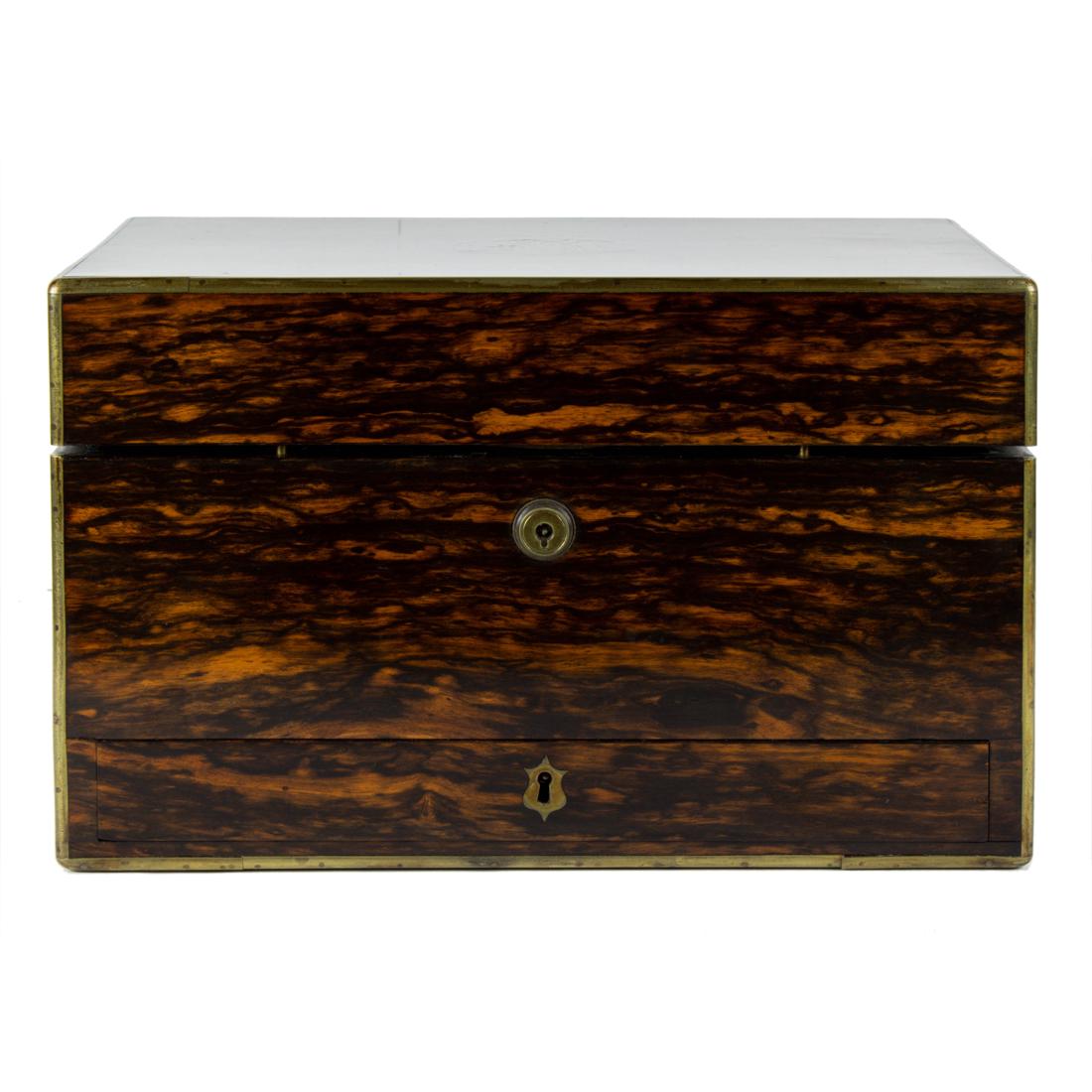 A Victorian brass bound coromandel dressing box (1 of 5)