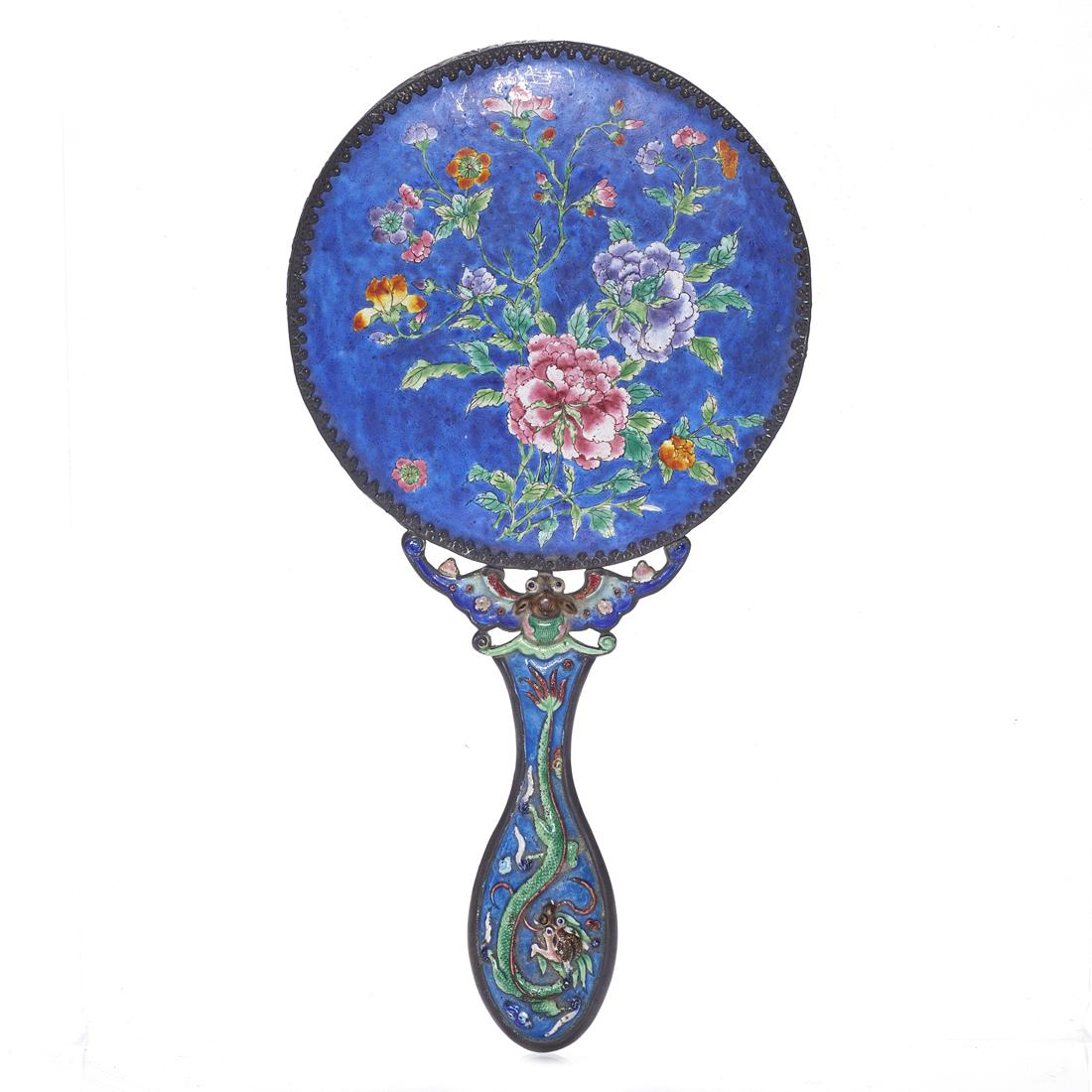 Chinese enameled silver hand mirror (1 of 2)