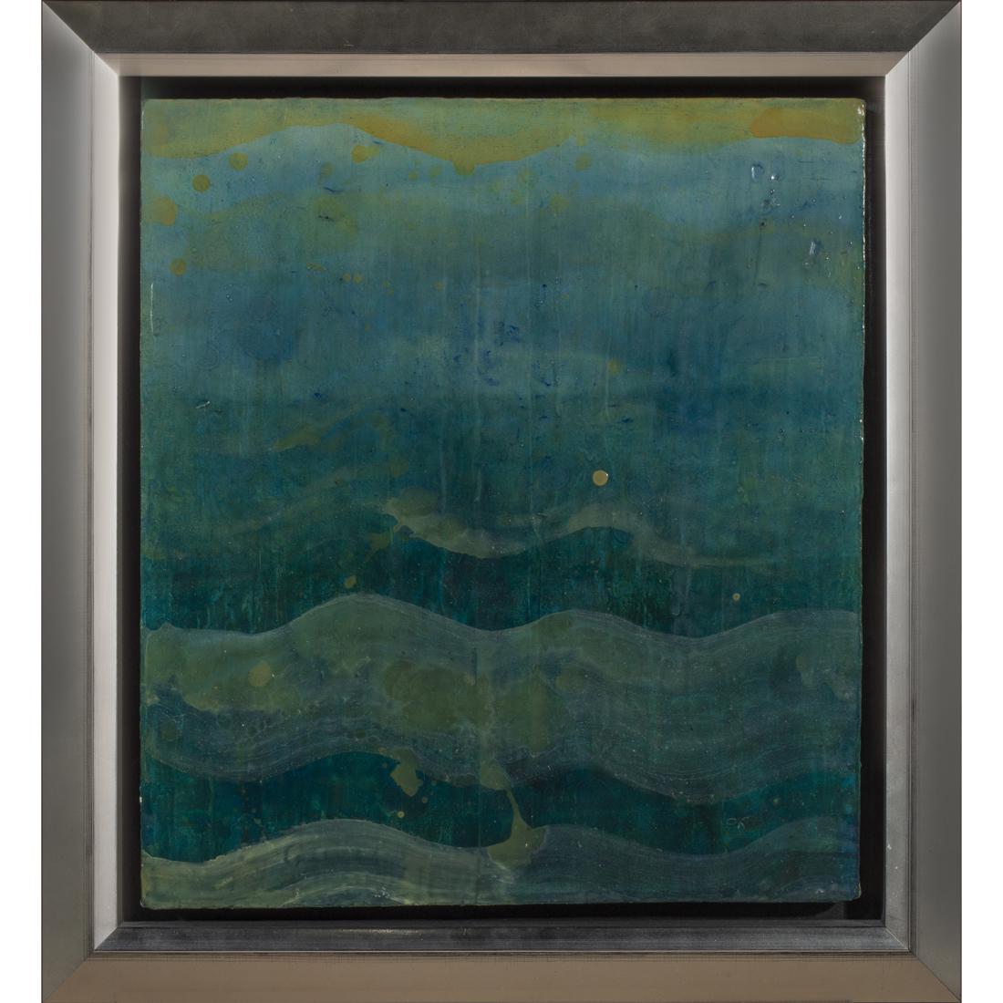 Painting, Erin Parish: Erin Parish (American, b. 1966), "Heavy Afternoon," oil and resin on canvas, signed, titled, dated verso, overall (with frame): 25.5"h x 23.5"w. Provenance: Marcel Sitcoske Gallery (label verso), San