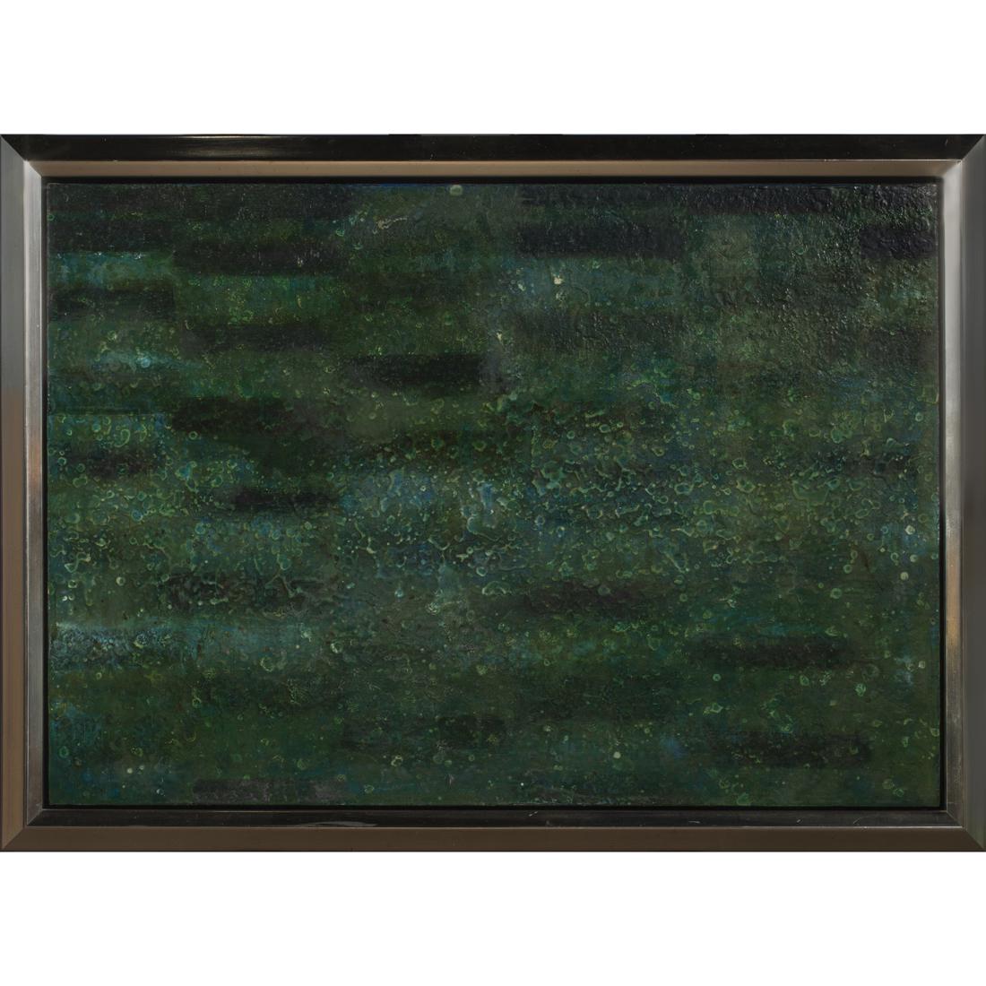 Painting, Erin Parish: Erin Parish (American, b. 1966), "Hover," oil and resin on canvas, signed, titled, dated verso, overall (with frame): 33.5"h x 24.5"w. Provenance: Private Collection of Gary Danko, San Francisco.