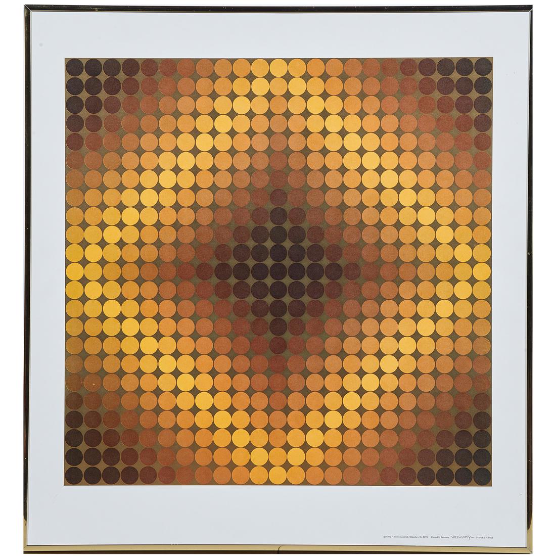 Print, After Victor Vaseraly: After Victor Vaseraly (Hungarian/French, 1902-1989), "DIA OR CF," giclee poster, printed by F. Bruckman KG, Munchen, Germany, overall (with frame): 28"h x 26.25"w
