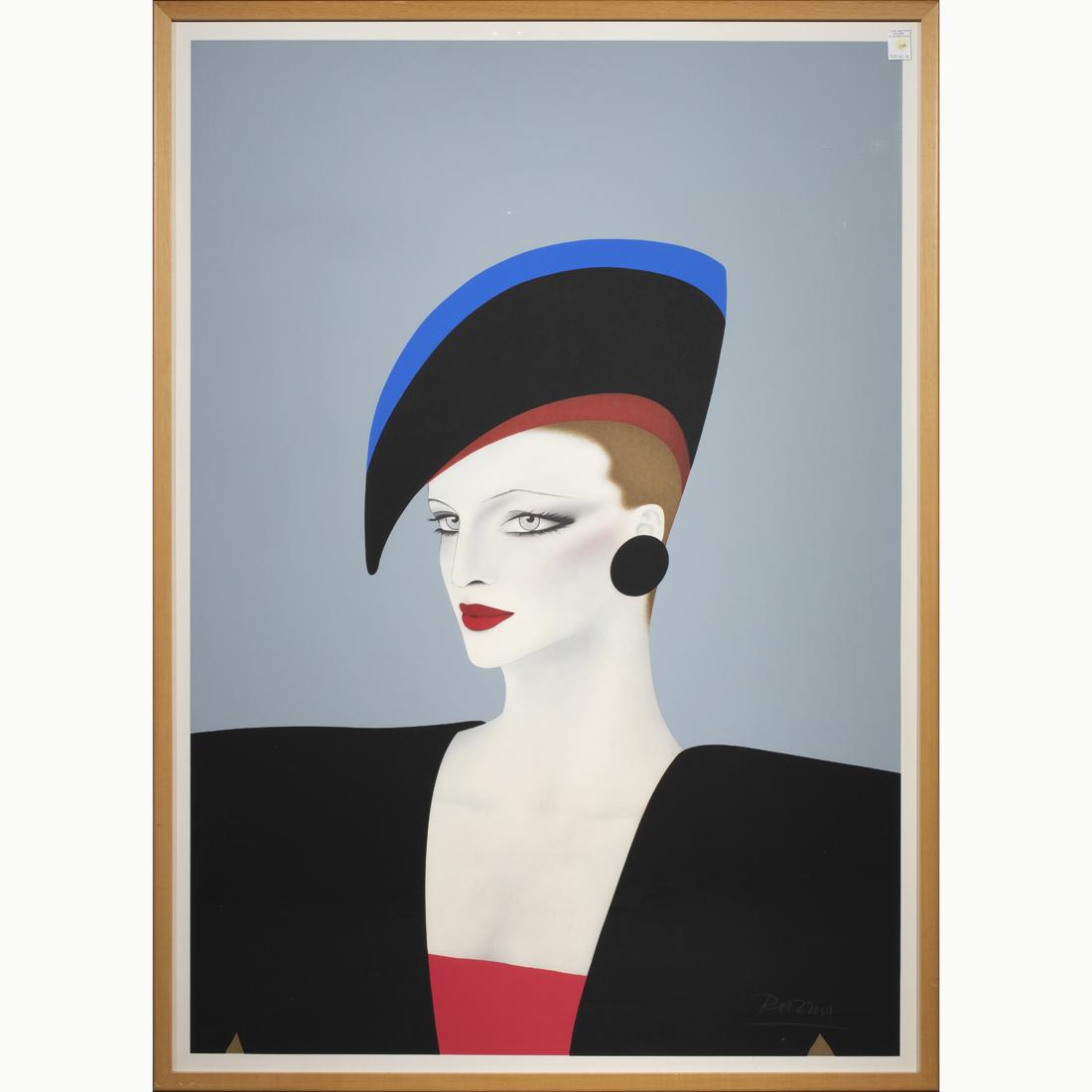 Print, Razzia: Razzia (French, b. 1950), Woman in Hat, screenprint and offset print, pencil signed lower right, overall (with frame): 62"h x 44.5"w