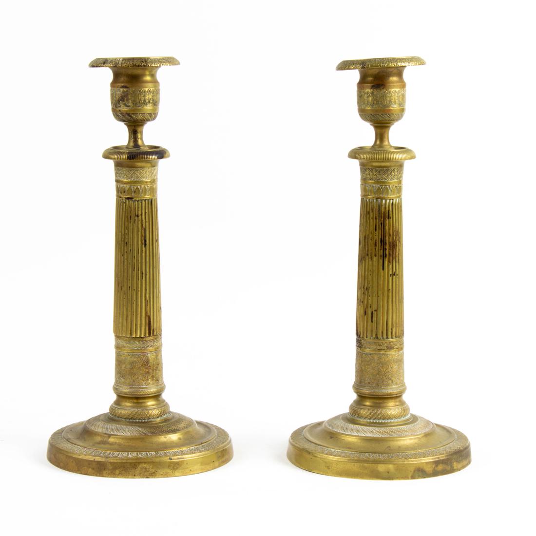 Pair of Empire brass candlesticks (1 of 1)