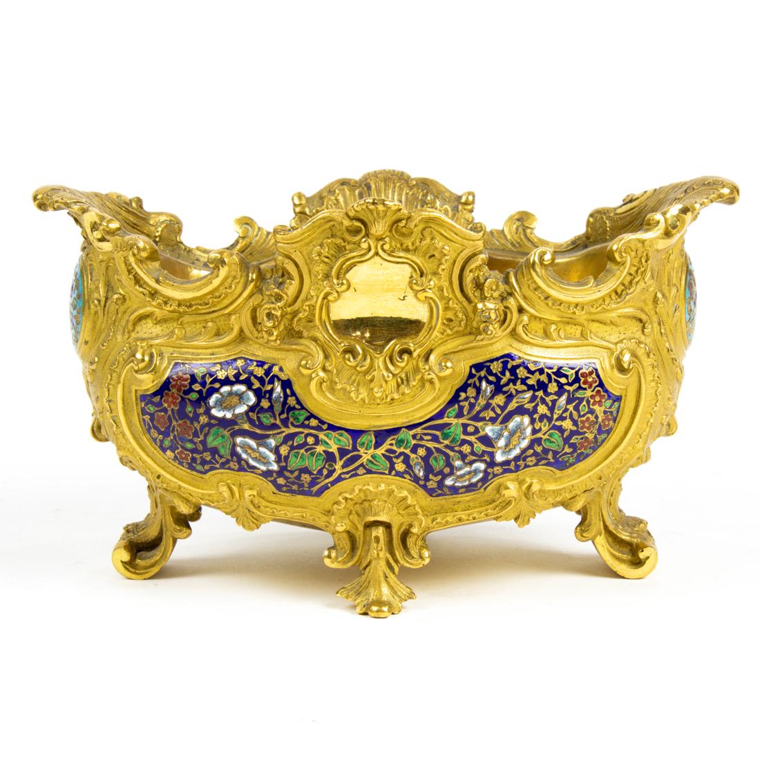 French champleve enamel and bronze footed bowl (1 of 1)