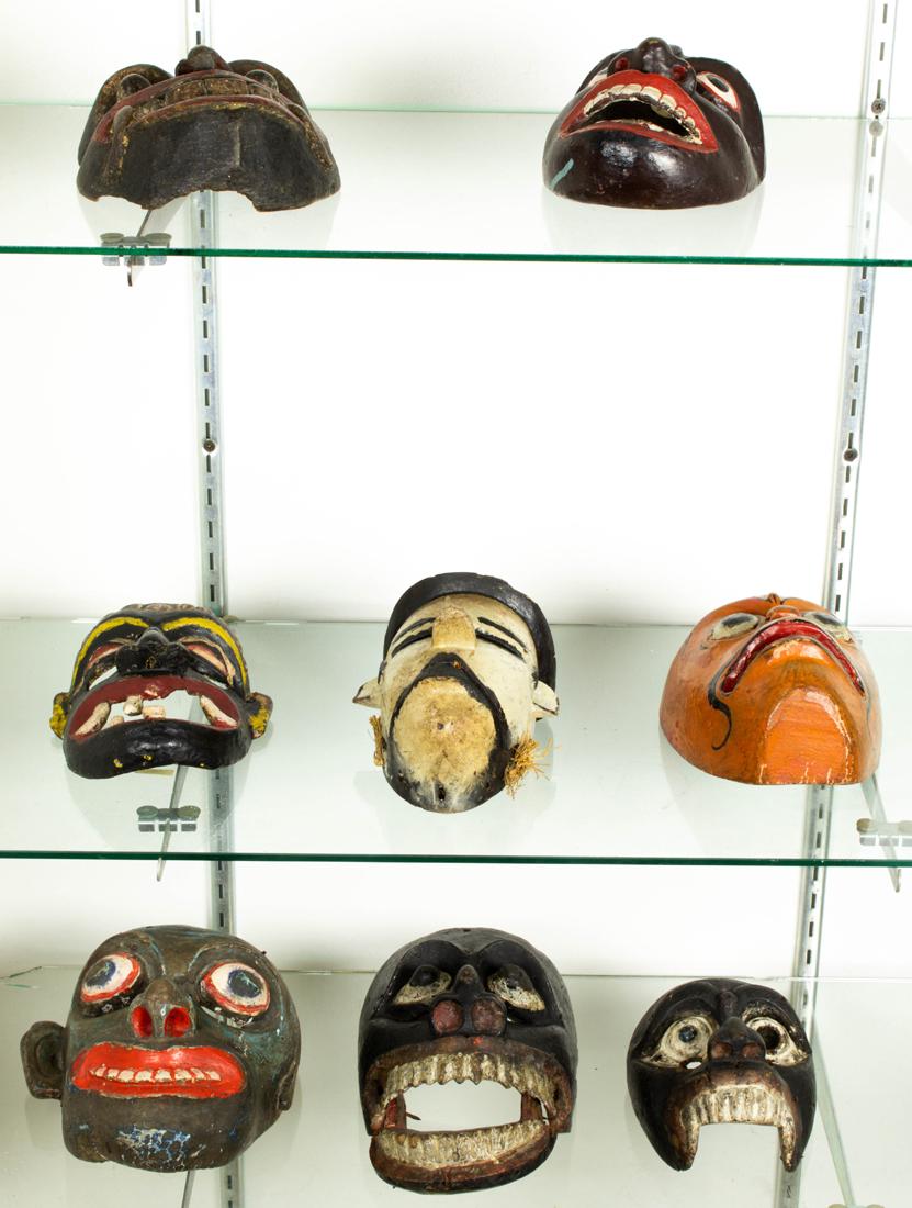 (Lot of 8) Mostly Asian polychrome wood masks (1 of 1)