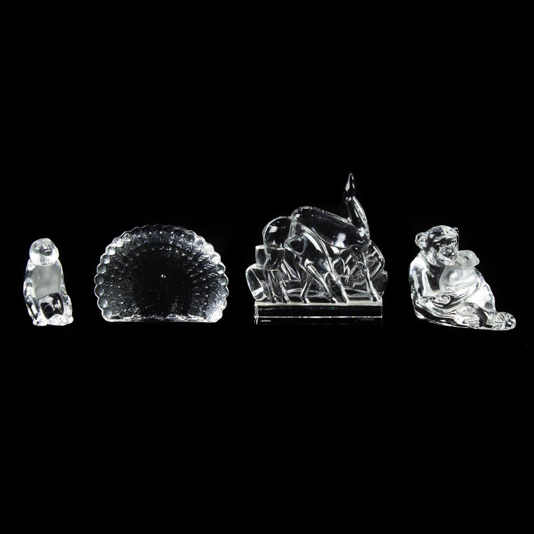 (Lot of 4) French glass figures of animals including Baccarat and St. Louis (1 of 2)