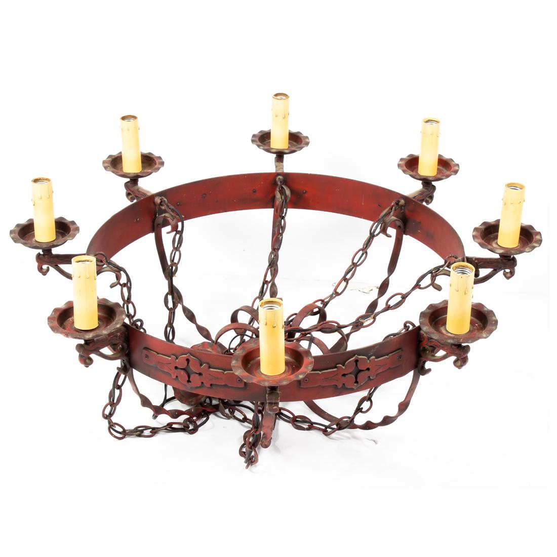 Large burnished red chandelier (1 of 1)