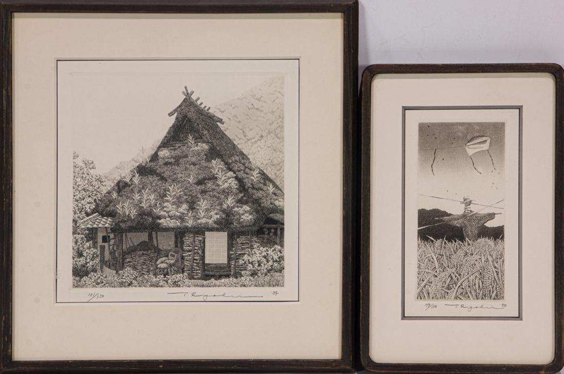 (lot of 2) Tanaka Ryohei woodblock prints (1 of 1)