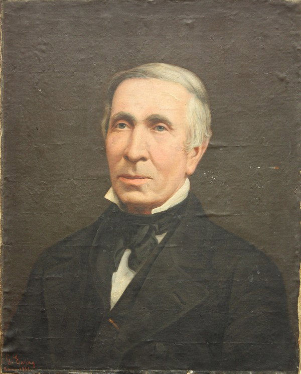 Painting, George Ewing, Dr. Jane: Unframed (stretched) oil on canvas, Dr. Jane, 1881, by George Ewing (American/Italian, 1828-1884), signed, inscribed, and dated ''G. Ewing, Rome, 1881'' lower left, overall: 24''h x 19.75''w. Provenan