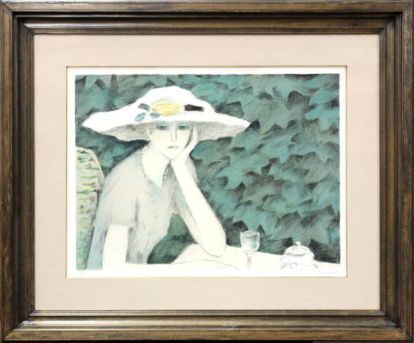 Lithograph, Jean Pierre Cassigneul, Stephanie: Framed color lithograph, Stephanie, by Jean Pierre Cassigneul (French, b.1935), signed in pencil ''Cassigneul'' lower right, numbered edition ''49/200,'' image: 22''h x 29.25''w, overall: 38.25''h x 4