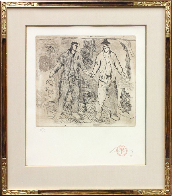 Etchings, Sandro Chia: (Lot of 3) Framed color etchings, Untitled (Figuras), 1985-86, by Sandro Chia (American, b.1946), pencil signed and dated lower right, inscribed artists proofs lower left, largest plate: 17.5''h x 19.