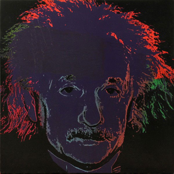 Serigraph, Steve Kaufman, Albert Einstein: Unframed serigraph on canvas, ''Albert Einstein,'' by Steve Kaufman (American, 1960-2010), signed ''SAK'' verso, numbered ''47/195,'' Hebrew University of Jerusalem stamp verso, overall; 36.25''h x 36
