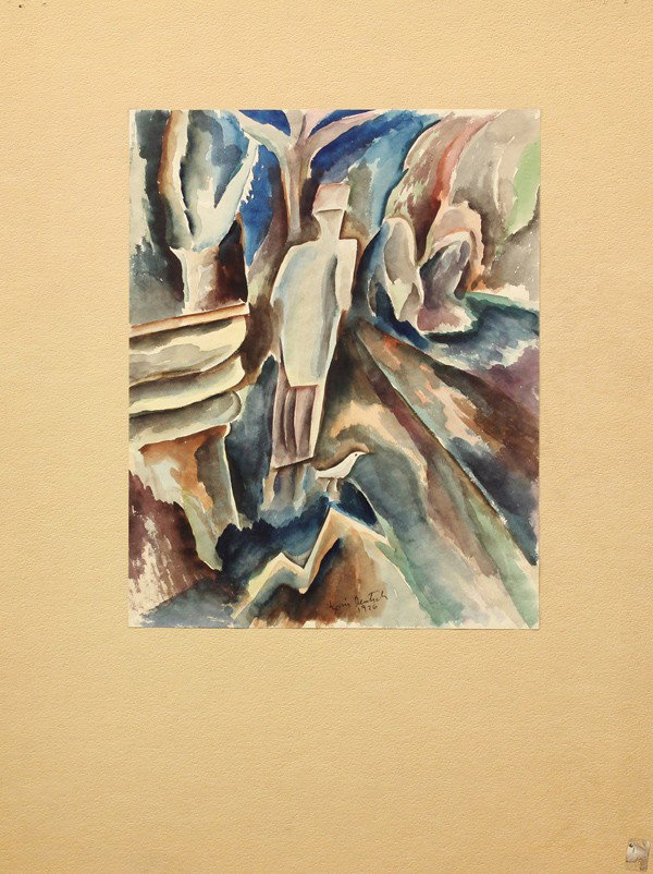 Works on Paper, Boris Deutsch: (lot of 11) Unframed works on paper, Abstracts, Portraits, Figures, and Landcapes by Boris Deutsch (Californian, 1892-1978), most signed and dated, 1920s-1970s, largest overall: 18.75''h x 15''w