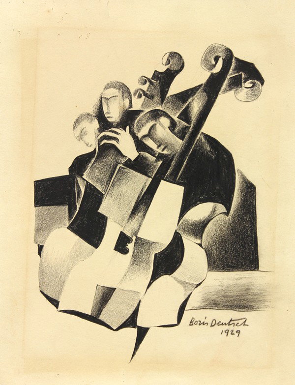 Ten Works on Paper, Boris Deutsch: (lot of 10) Unframed works on paper, Abstracts, Portraits, Figures, and Landcapes by Boris Deutsch (Californian, 1892-1978), most signed and dated, 1920s-1970s, largest overall: 25''h x 19''w