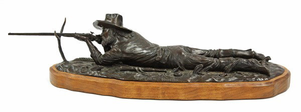 Bronze, Terry J. Murphy, The Buffalo Hunter: Bronze sculpture, ''The Buffalo Hunter,'' 1976, by Terry J. Murphy (American, 20th Century), signed and dated ''Terry J. Murphy '76'' lower back base, edition 2/12, titled lower front center, overall: