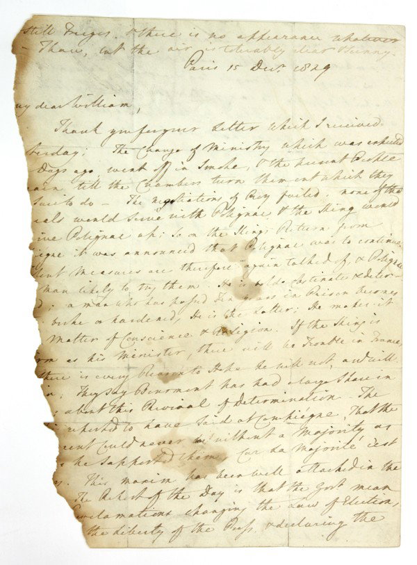 Lord Palmerston, signed letter, French Revolution: Henry John Temple, 3rd Viscount Palmerston, KG, GCB, PC (20 October 1784 - 18 October 1865), signed letter, ''Prelude to French Revolution of 1830'', Paris 15, Dec., 1829, two pages, addressed to The 