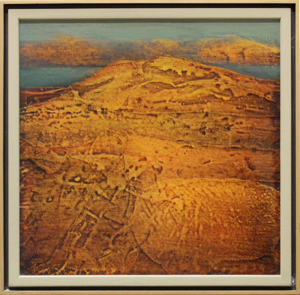 Painting, Fred Dekker, Tam: Framed mixed media glazed oil on canvas, ''Tam'', by Fred Dekker (Californian, 20th Century) signed and dated ''Dekker '69'' lower right, overall: 19.75''h x 19.75''w