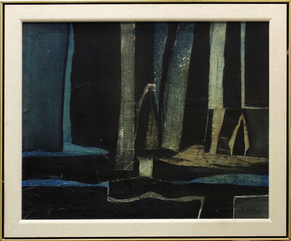 Painting, Ralph Arnold, Blue Waves: Framed oil on canvas, Blue Waves, by Ralph Arnold (American, 1928-2006), signed ''Arnold'' lower right, 29''h x 34.5''w