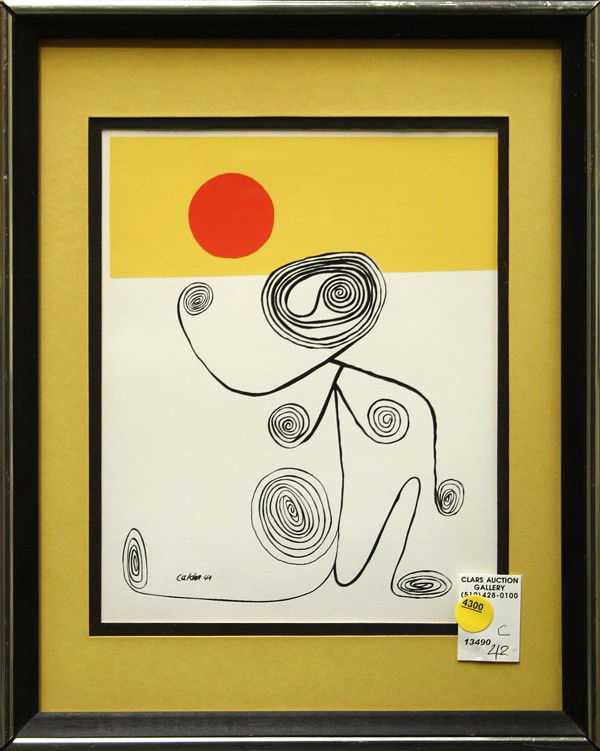 Screenprint, After Alexander Calder, Spiral Sun: Framed screenprint, Spiral Sun, after Alexander Calder (American, 1898-1976), signed and dated within the print, overall: 15''h x 12''w