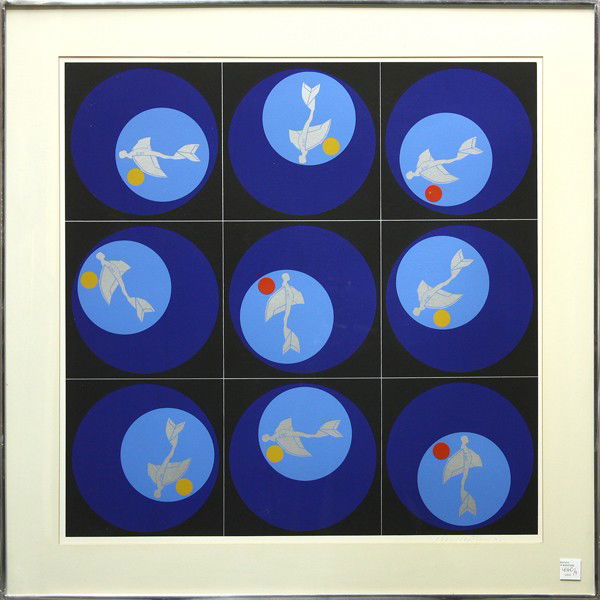 Serigraphs, Ernest Trova, Shadows, Planes, Target: (Lot of 2) Framed serigraphs, ''Shadows, Planes and Targets No. 1 and 2,'' 1971, by Ernest Trova (American, b. 1927), each pencil signed, dated and numbered edition of 150, overall: 29.25''h x 29.25''