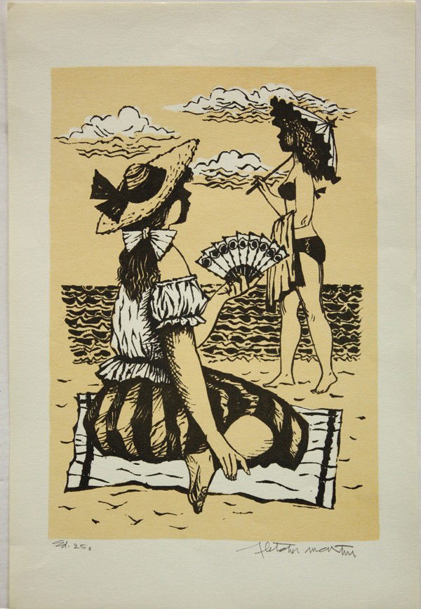 Print, Fletcher Martin, The Beach: Unframed lithograph, The Beach, by Fletcher Martin (American 1904-1979), signed ''Fletcher Martin'' in pencil lower right, numbered edition of 250, overall: 18.25''h x 12.25''w