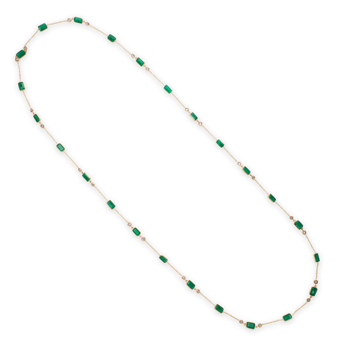 An emerald, diamond and eighteen karat gold necklace (1 of 2)