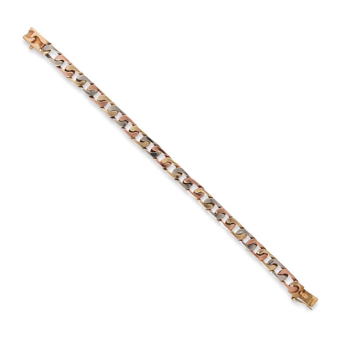 A fourteen karat tri-color gold bracelet (1 of 2)