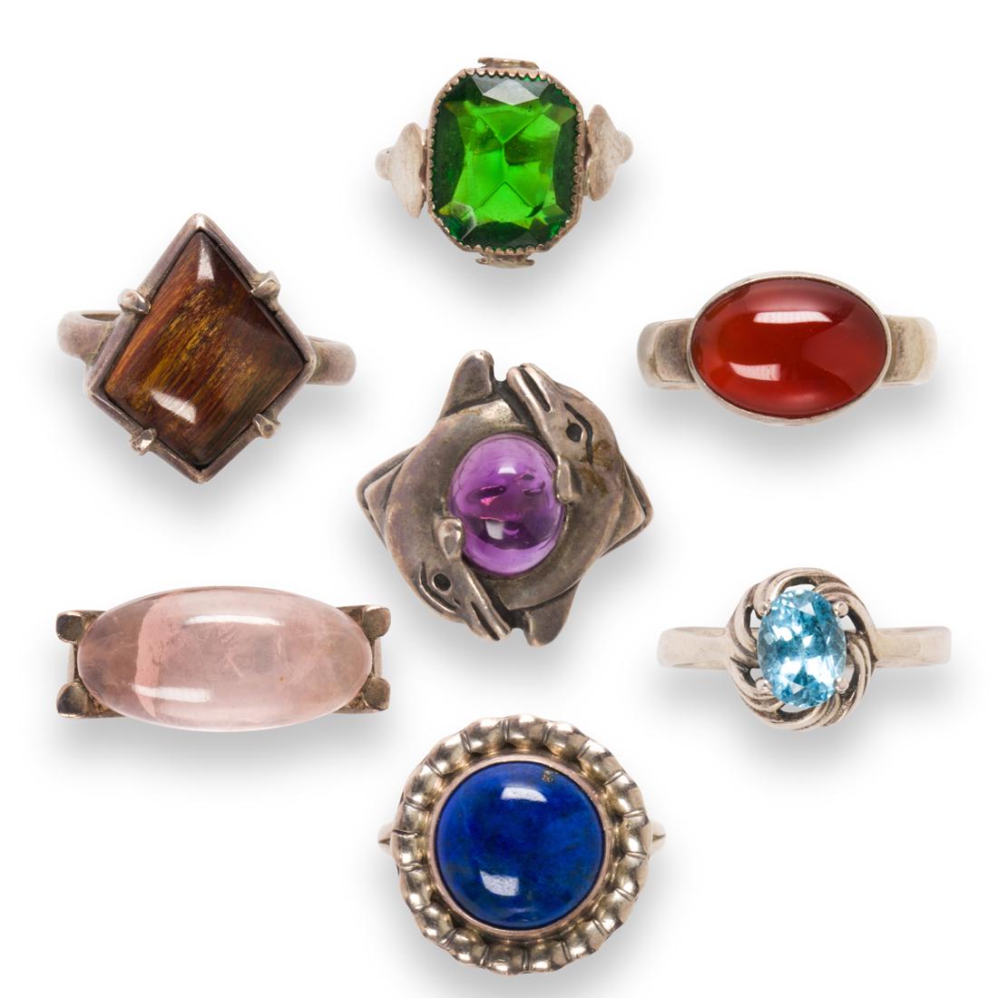 A group of gemstone and silver rings (1 of 2)