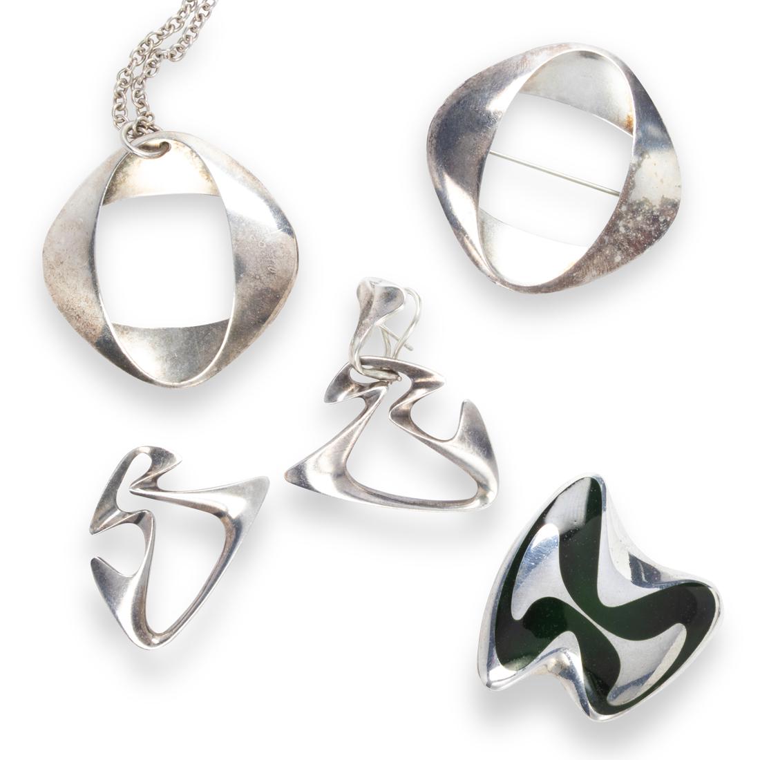 A group of sterling silver jewelry, mostly Georg Jensen. (1 of 1)