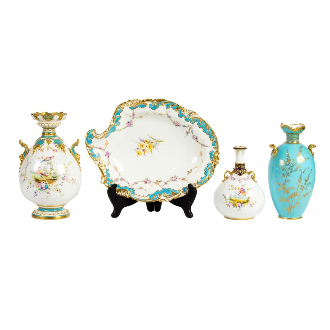 (Lot of 7) Royal Crown Derby porcelain vases and dish, late 19th century (1 of 5)