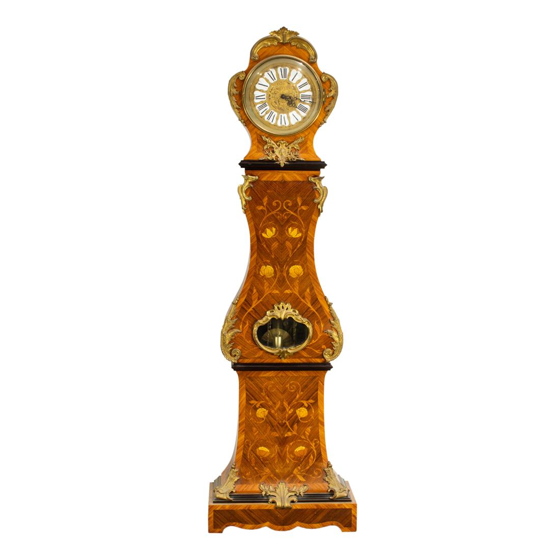 A Louis XV style gilt bronze mounted and marquetry decorated clock (1 of 3)