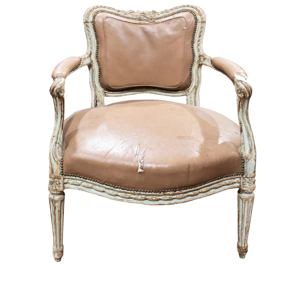 A Rococo polychrome decorated fauteuil late 18th/early 19th century (1 of 2)