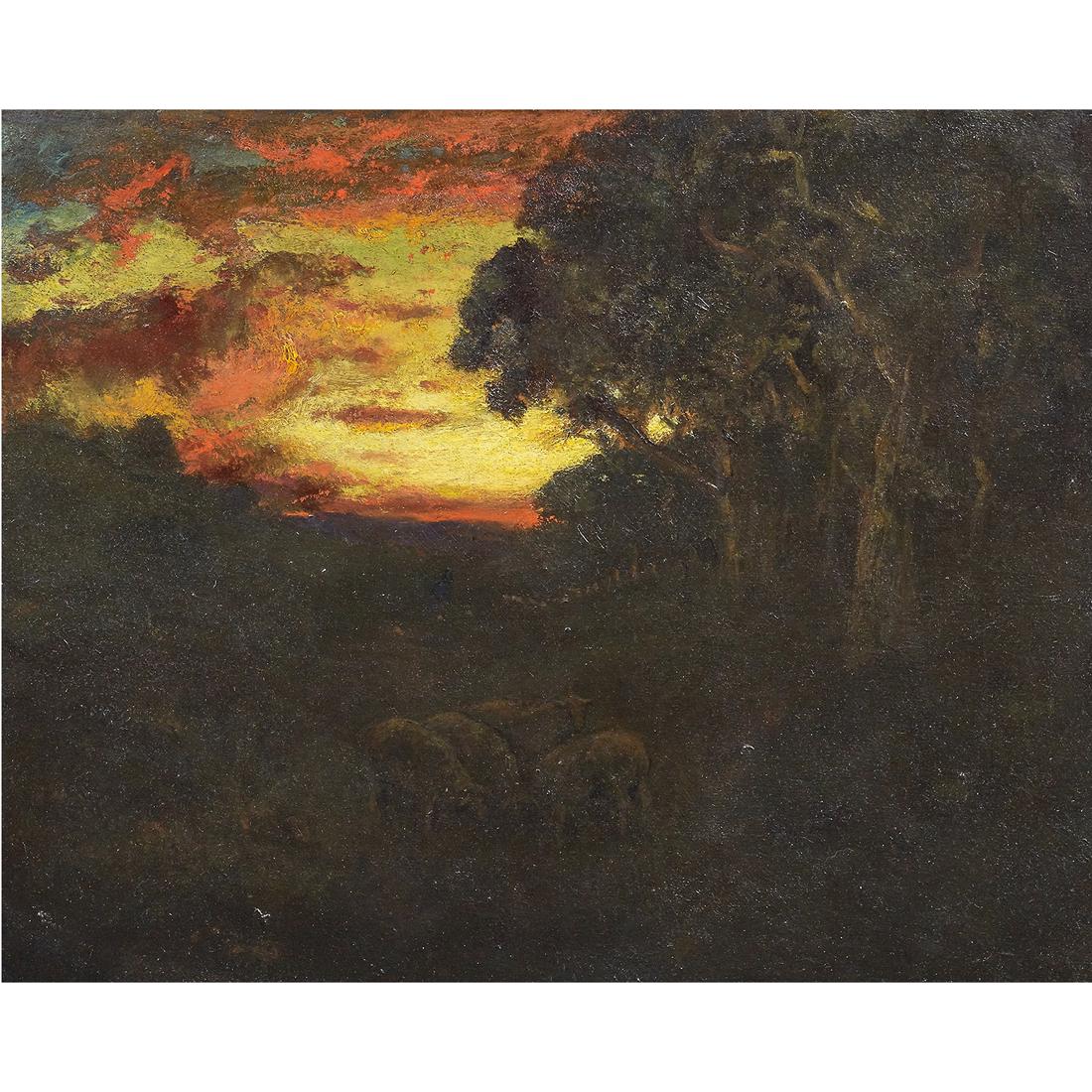 Painting, Attributed to William Keith: Attributed to William Keith (American, 1838-1911), Sunset, oil on canvas, unsigned, canvas: 22.25"h x 26.5"w, overall (with frame): 29.5"h x 34"w