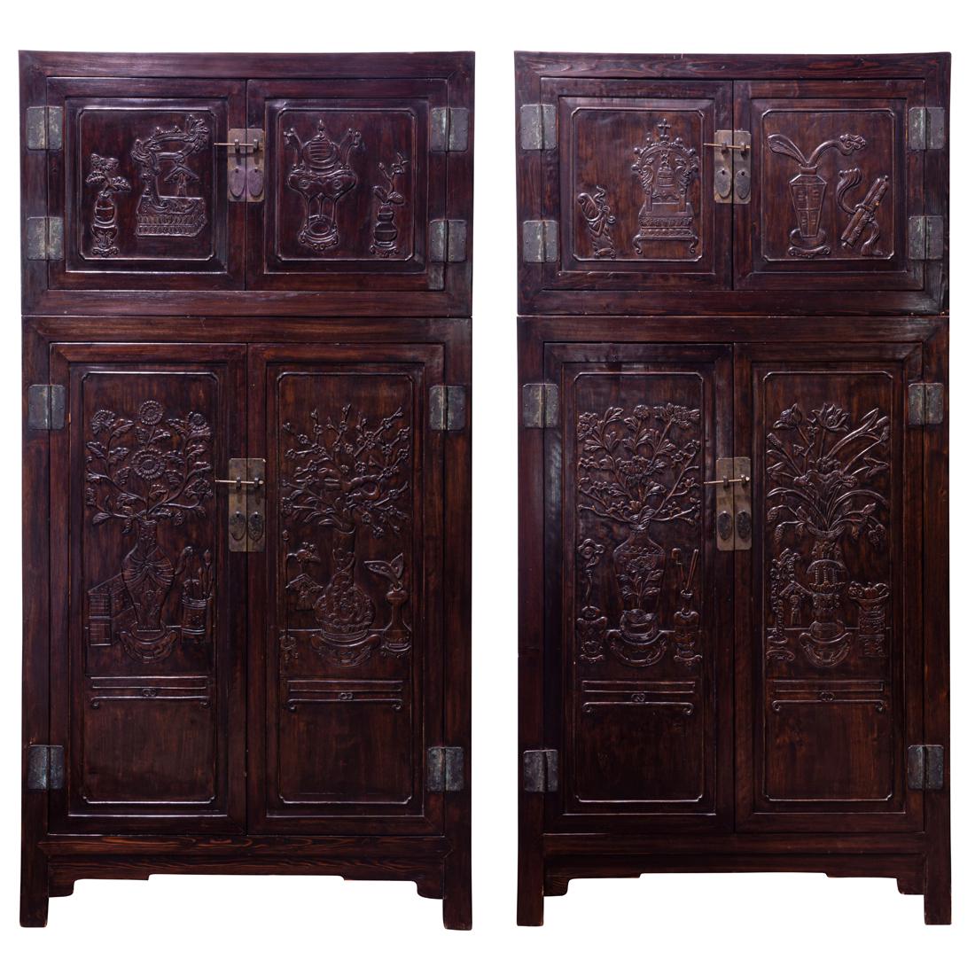 Pair of Late Qing rosewood compound cabinets (1 of 7)