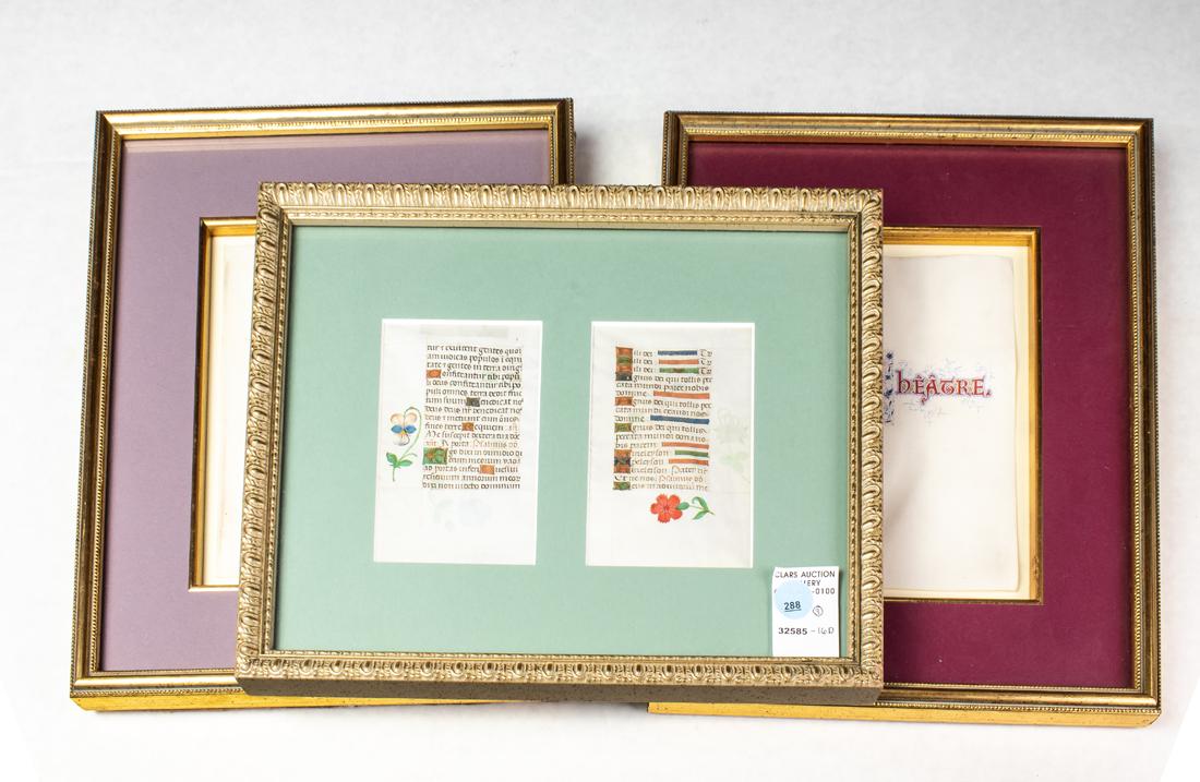 (Lot of 3) Framed illuminated manuscript pages (1 of 1)