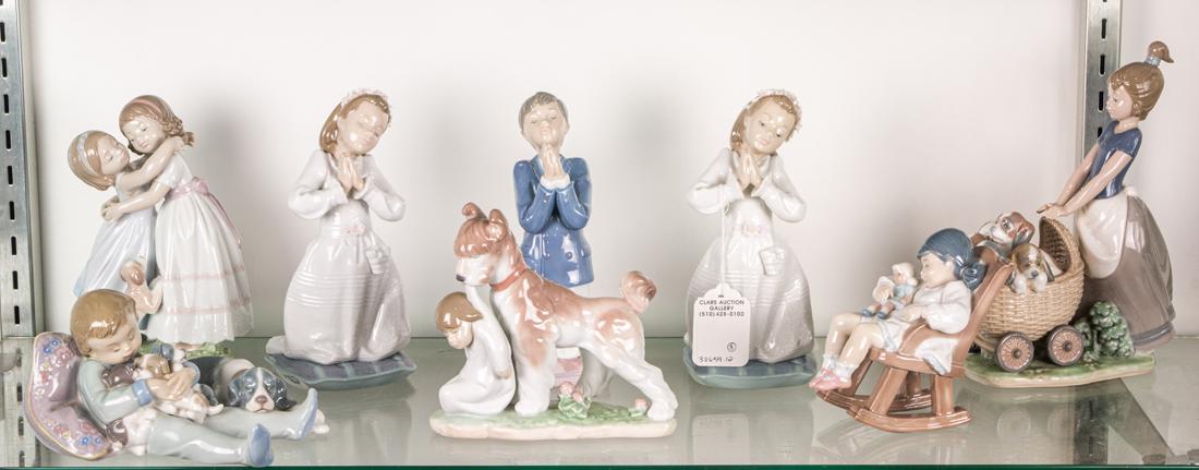 (Lot of 8) Lladro porcelain figures of children and animals (1 of 1)