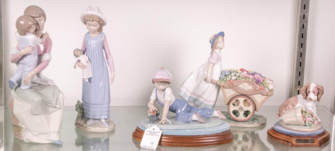(Lot of 5) Lladro porcelain figures of children and animals (1 of 1)