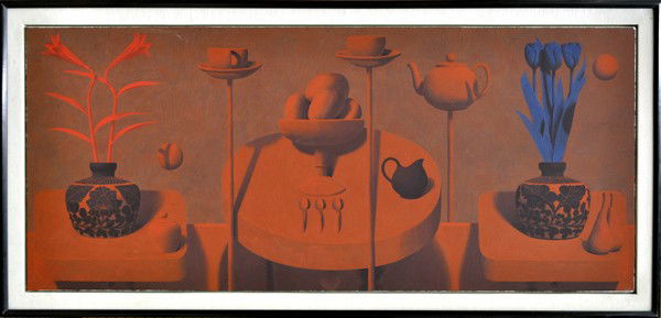 Painting, Richard Ryan, Still Life: Framed oil on paper mounted to linen, Still Life with Three Spoons, 1997, by Richard Ryan (American, b. 1950), initialed and dated lower right, paper: 26''h x 60''w, overall: 31''h x 65''w. Provenance