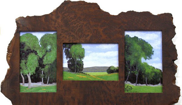 Set of 3 paintings, Jesse Rasberry: Set of three oils on canvas board (framed as one), Perspectives on the Valley, by Jesse Dan Rasberry (Californian, Contemporary), each signed ''J. D. Rasberry'' lower right/left, each board: 6.5''h x 